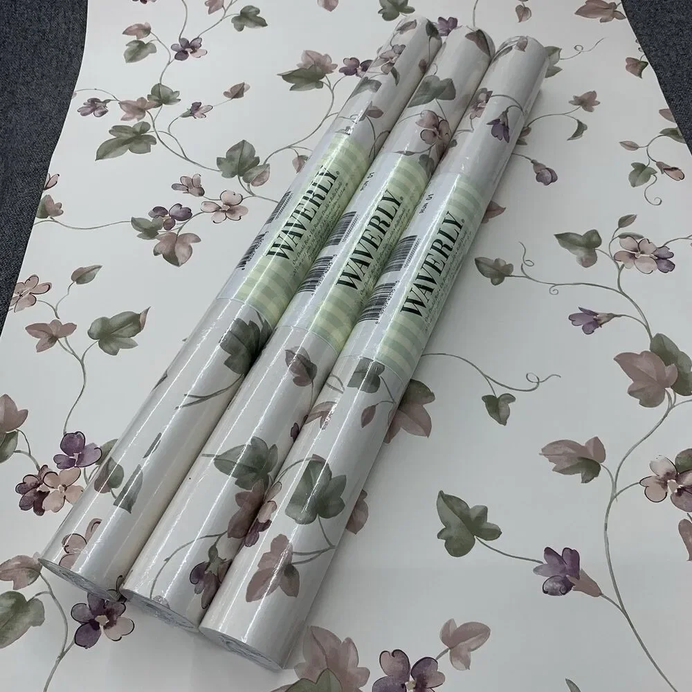 Waverly Wallpaper Vintage Floral 3 Rolls Early 2000s Botanical 20.5 x 11 yds.